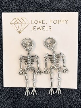 Love Poppy Jewels Pearl Skeleton earring NWT